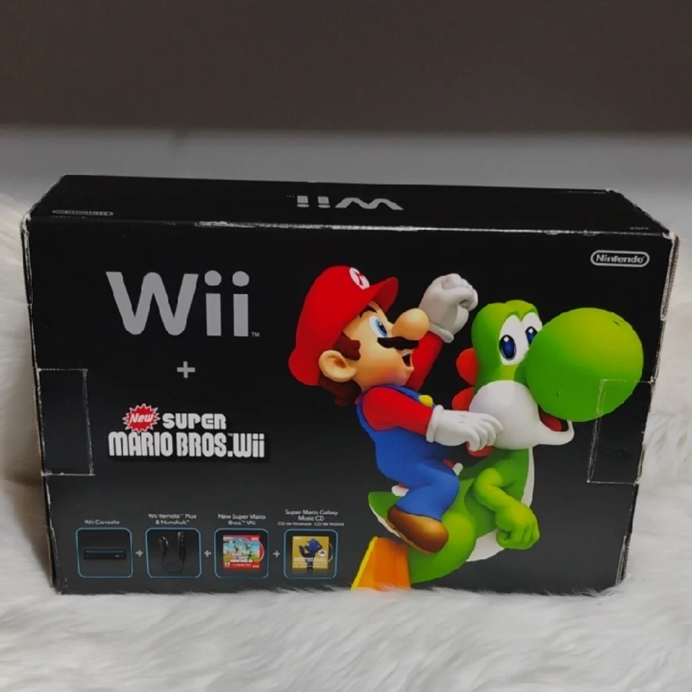 Nintendo Wii Black Super Mario Bros. Galaxy & 1 Controller Works Perfectly